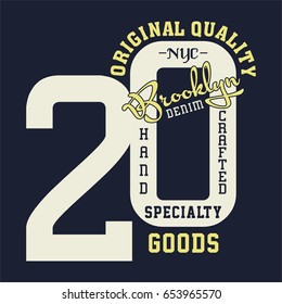 Design letters and numbers original quality brooklyn for t-shirts