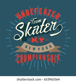 Design letters and numbers skater new york championship for t-shirts