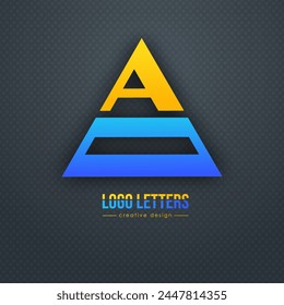 The design of the letters A and O or D. A logo template for a business card, corporate design, recognizable element of a brand or corporation. The idea of thematic creativity