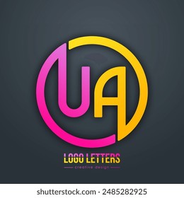 The design of the letters U and A. A logo template for a business card, corporate design, recognizable element of a brand or corporation. The idea of thematic creativity