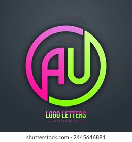 El diseño de las letras A y U. Una Plantilla de logotipo para una tarjeta de presentación, diseño corporativo, elemento reconocible de una marca o corporación. La idea de la creatividad temática