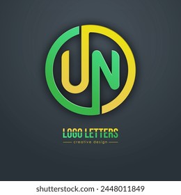 The design of the letters U and N. A logo template for a business card, corporate design, recognizable element of a brand or corporation. The idea of thematic creativity