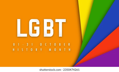 Design LGBTQ HISTORY MONTH. Paper cut. LGBT colors. Minority problem. PRIDE parade. Coexistence harmony and multicultural community integration. Vector illustration