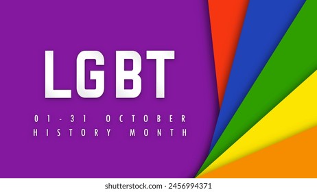 Design LGBTQ HISTORY MONTH. Paper cut. LGBT colors. Minority problem. PRIDE parade. Coexistence harmony and multicultural community integration. Vector illustration