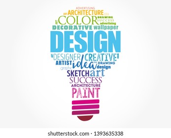 DESIGN light bulb word cloud collage, creative business concept