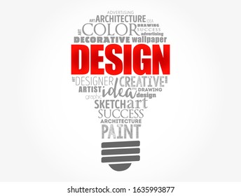 DESIGN light bulb word cloud collage, creative business concept background