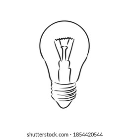 design of light line vector drawing, light bulb vector sketch illustration