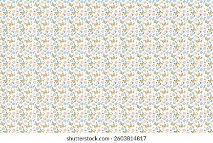 Design a light pattern with simple flowers, leaves, and butterflies for a spring vibe