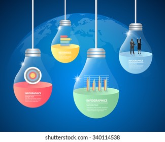 Design lightbulb idea infographics 4 steps. for business concept