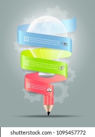 Design lightbulb infographic 3 options,  Business concept infographic template can be used for workflow layout, diagram, number options, timeline or milestones project.