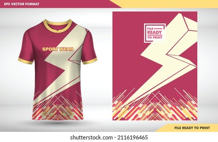 DESIGN LIGHTING COOL JERSEY, t-shirt sport design template, Soccer jersey mockup for football club. jersey sport shirt template design for running Sport, basket ball, Shirt mock up Vector, 