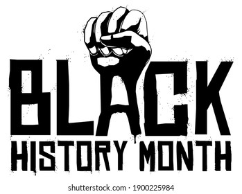 Design like stencil and street art with held high fist, promoting unity during Black History Month.