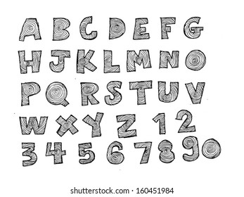 Design of line Font Sketch Hand drawing vector letters