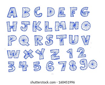 Design of line Font Sketch Hand drawing vector letters