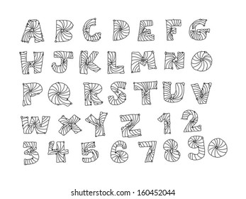 Design of line Font Sketch Hand drawing vector letters