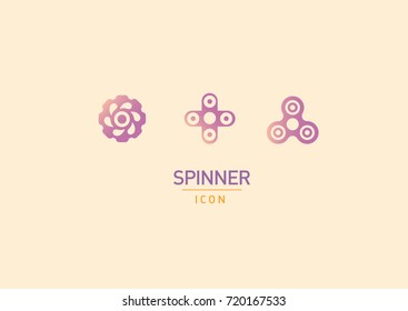 Design Linear multicolored icons of fidget spinners
