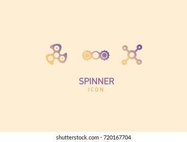 Design Linear multicolored icons of fidget spinners