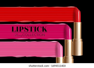 Design lipstick advertising mockup for catalog and magazine. Product design, lipstick mockup