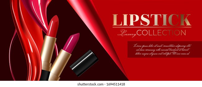 Design lipstick advertising mockup for catalog and magazine with creamy texture. Product design, lipstick mockup