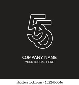 Design the logo of the abstract 55 number. Monochrome color. For brand marketing companies.
