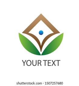 design logo alloy shape in green leaf and brown color.