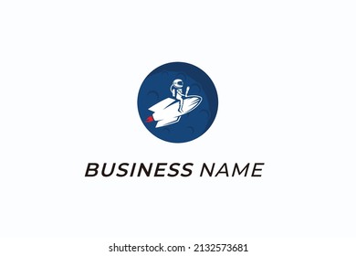design logo astronaut riding rocket