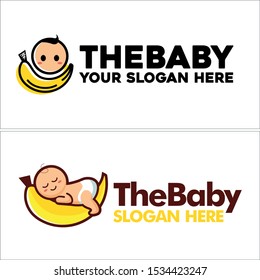 Design logo with baby face banana vector suitable for retail kids toothbrushes industry shop store business