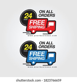 Design logo badge Free delivery service. Free shipping order icon vector