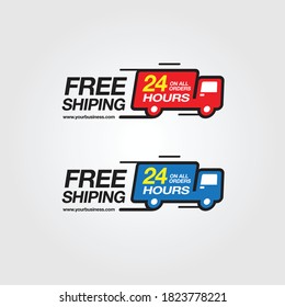 Design logo badge Free delivery service. Free shipping order icon vector