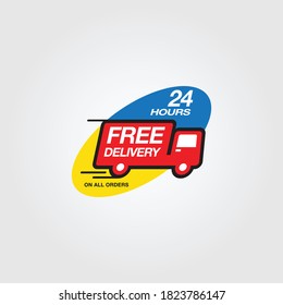 Design logo badge Free delivery service. Free shipping order icon vector