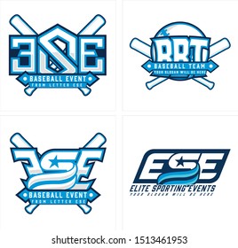 Design Logo With Ball Stick Baseball And Star Emblem Vector Suitable For Sport Softball Team Event Business