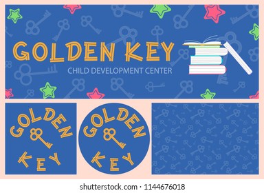 design logo, banner, background for post to social network, child development center, stock vector illustration
