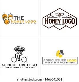 Design Logo Bee With Beehive And Tree Illustration Suitable For Animal Beekeeper Agriculture Framer Business 