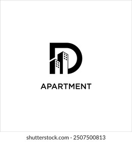 design logo building apartment residential. letter D real estate vector template