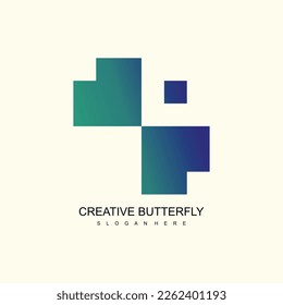 Design logo with "butterflay" creative box grid element concept