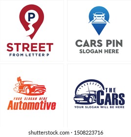 Design logo with car street pin navigation and speedometer vector suitable for automotive car classic business company