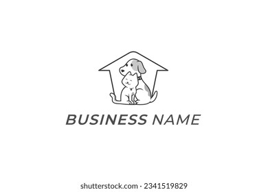 design logo cat and dog in house