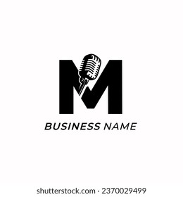 design logo cerative letter M and microphone