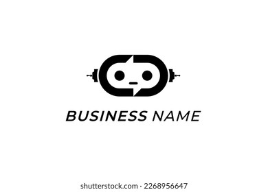 chat de logotipo de diseño y robot de cabeza