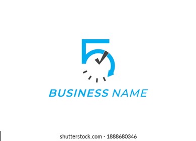 design logo clock and number 5
