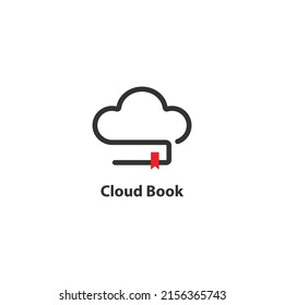 Design logo cloud book outline style. Vector illustration.
