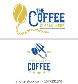 Design logo with coffee chain and trident star vector suitable for cafe drink shop business 