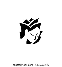 Design a logo with a combination of petals of roses with the face of a woman who gracefully with the expression of shame shame typical of a girl teenager , could be used to design the logo and icon