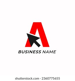 design logo combine arrow mouse and letter A