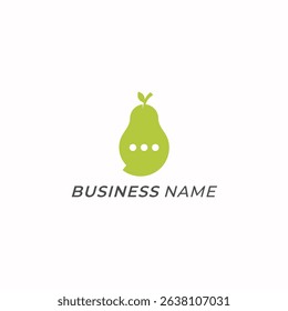 design logo combine bubble chat and pear fruit