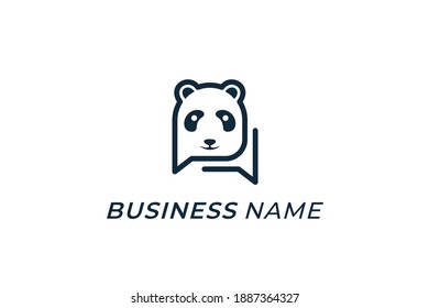 design logo combine chat talk and panda face