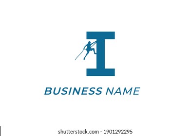 design logo combine climbing and letter I