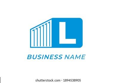 design logo combine container and letter L