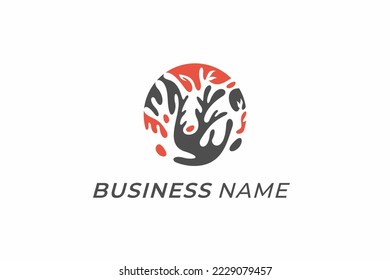 design logo combine coral reef and leaf