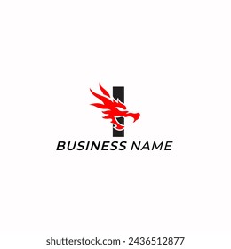 design logo combine dragon and letter I